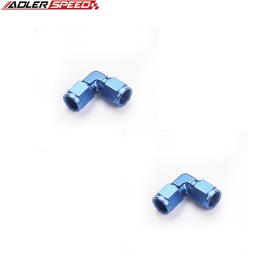 US SHIP 2PCS 90 Degree -6AN to AN6 Female Swivel Fuel Oil Fitting Adapter Blue