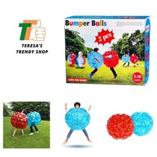 2-Pack Inflatable Bumper Balls 36  - Fun Red  Blue Zorb Balls for Family Play