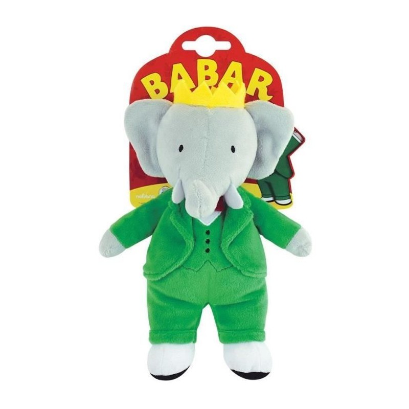 Peluche éléphant Babar de Jemini doudou officiel de 20 cm pour enfant