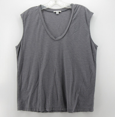 James Perse Top Women 3 Gray Standard Tank Shirt Pullover Relaxed Knit Large *