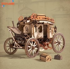 ROKR Stagecoach 3D Puzzle Wooden Models Building Music Box Postcoach Xmas Gifts