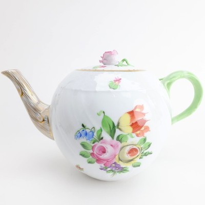 Printemps (BT) by Herend Porcelain Floral Teapot & Lid (1603) Lid with Flaw