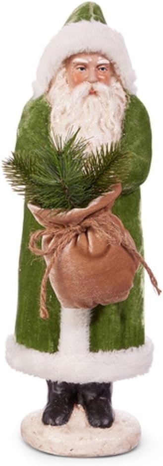 Raz Imports Green Velvet Santa Claus with Bag Belsnickle Christmas