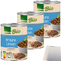 Edeka Bio Braune Linsen Naturell 3Er Pack 3X400G Dose Usy Block