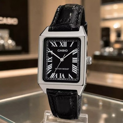 Casio Damenuhr schwarzes Lederarmband | schwarzes Zifferblatt | Quarz - LTP-V007L-1BUDF