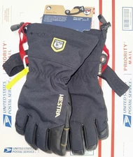 HESTRA Alpine Pro  Army Leather Gore 5-Finger Black/Black Unisex Gloves 9/LARGE