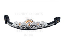 Luxury Orange Crystal Horse Browband Black Leather Rhinestone Bridle Headstall