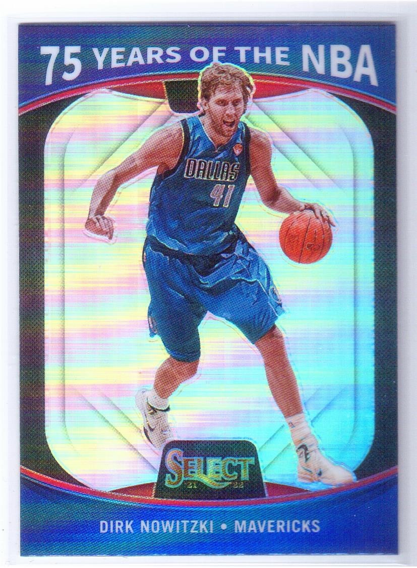 Dirk Nowitzki 2021-22 Panini Select 75 Years of NBA Silver Prizm Dallas Maverick