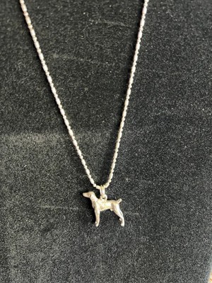 Vtg German Shorthaired Pointer Weimaraner Dog 3D 925 Sterling Silver Necklace 16