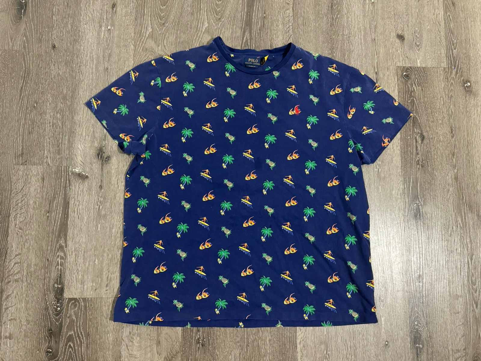 Polo Ralph Lauren camicia uomo 2XL surf ananas hawaiana vestibilità classica pony
