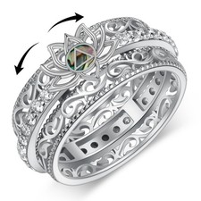 Sbzxbt Sobriety Spinner Ring 925 Sterling Silver Lotus Alcoholics Anonymous R...