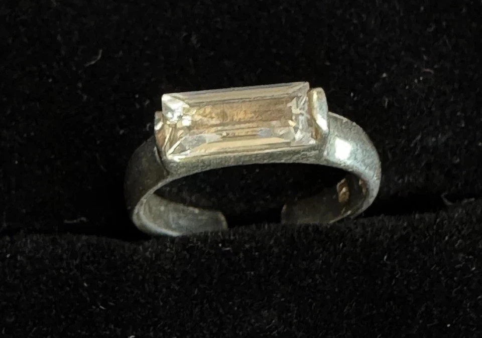 МИЛЫЙ регулируемый ребенка или Midi костяшки размер 1 кольцо багет прозрачный камень 925 серебро - Изображение 2 из 4