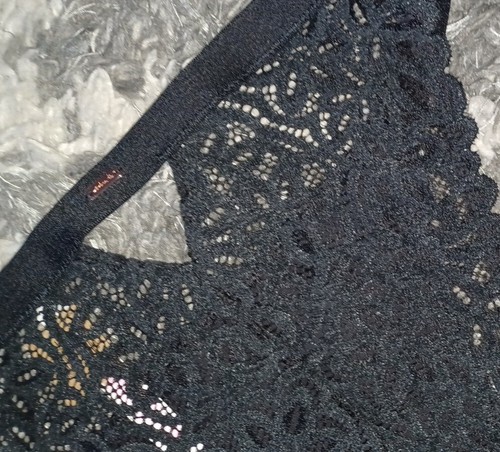 NeW Vs Pink lace back keyhole string bikini Panty Size Small black - Picture 2 of 3