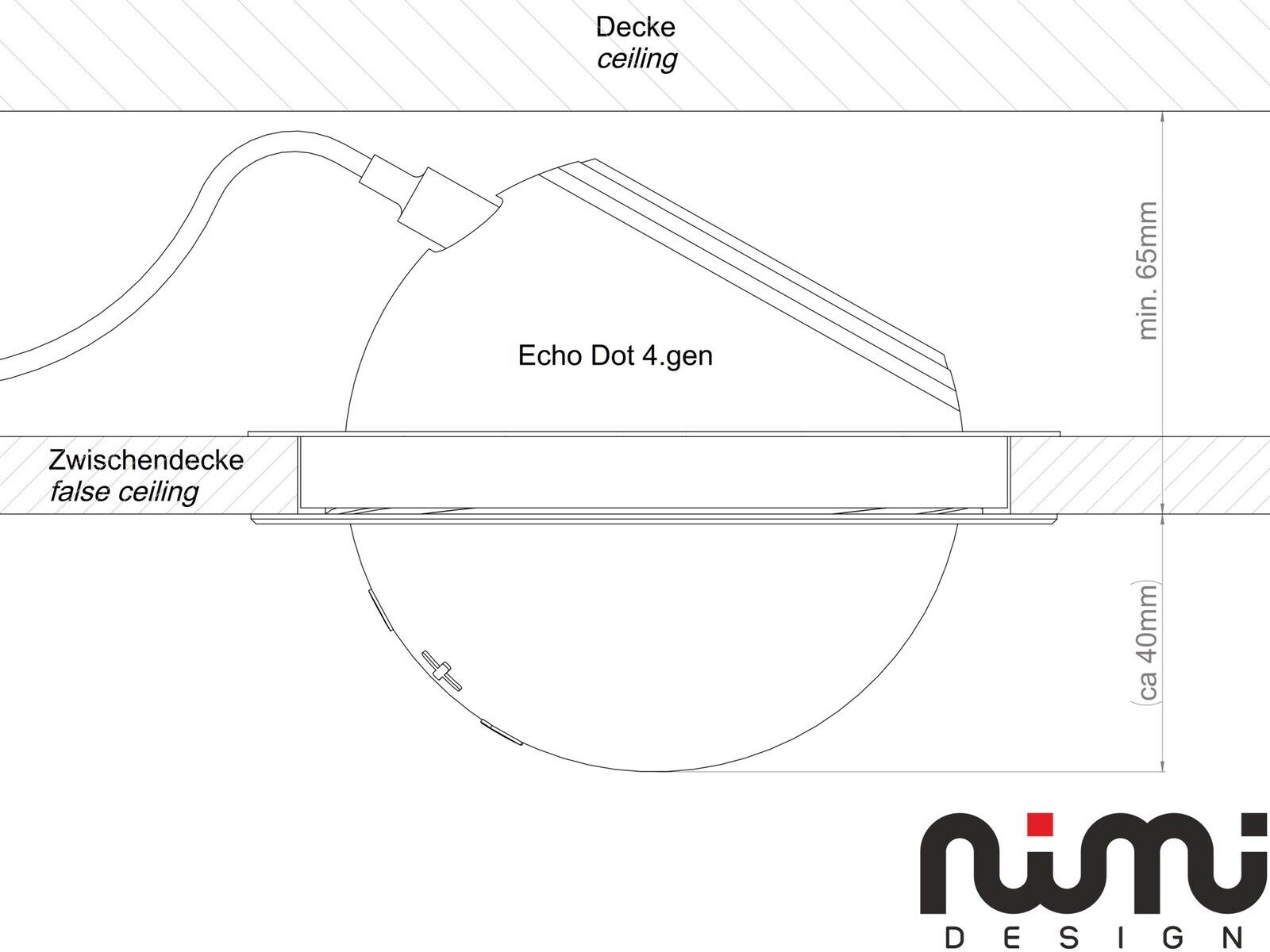 Deckenhalterung für Echo Dot 4.gen und 5.gen Ceiling Mount for Echo Dot 4.gen