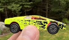 Vintage 1991 Matchbox Car Lamborghini Diablo 1:59 Neon Yellow + Black Spots