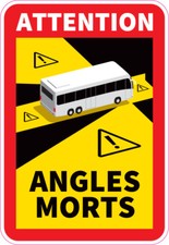 3 Sticker Autocollant OFFICIEL ANGLE MORT obligatoire sécurité  camping car BUS