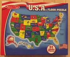 USA Map Educational Floor Puzzle Teaches Geography Shapes, 51 Pieces Euc