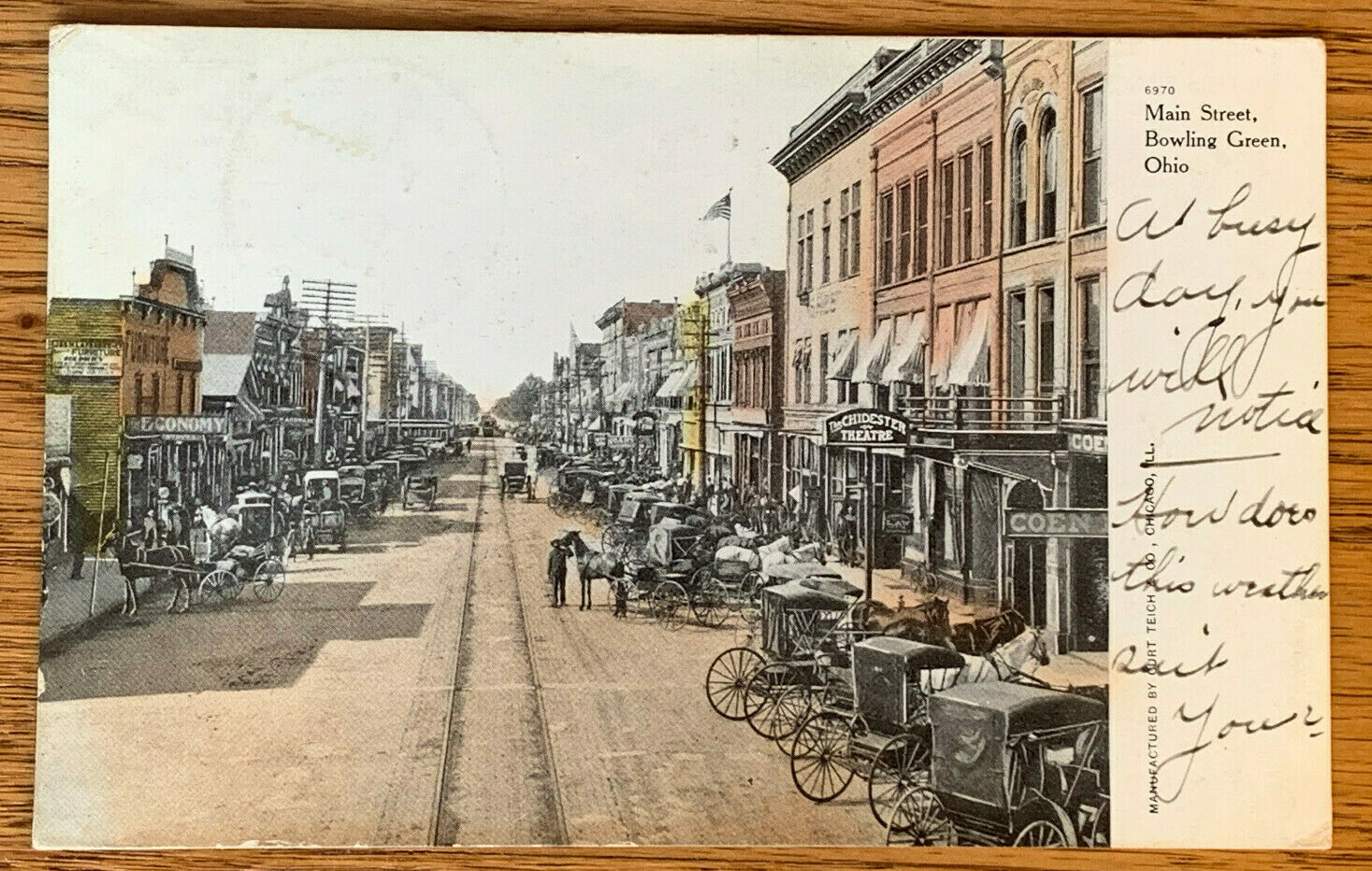 Ohio OH Bowling Green, Main Street, Horses & Buggies, Chidester Theatre