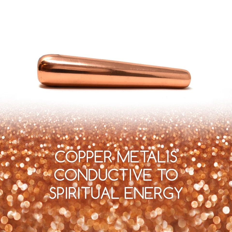 Varita de masaje 100 % cobre sólido de 4,25 pulgadas para terapia natural y curación espiritual Foto 2 de 4