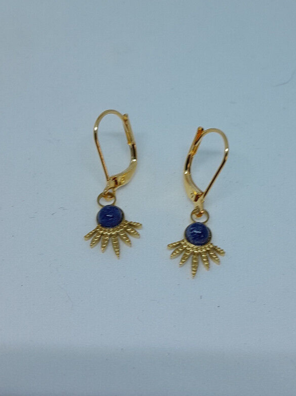 Boucles D'Oreilles Vintage Homme – Plaqué Or – Multicouleur – Occasion