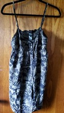Woman's GUESS silky sundress olive green/black design size 7