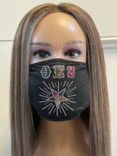 OES Eastern Star Rhinestone Black Bling Face Mask