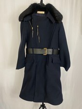 Marni Womens Oversized Wool Coat, With Removable Beaver Fur Collar