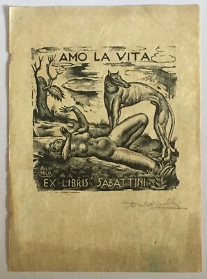 exlibris Gino Sabattini - Amo la vita - Holzschnitte - Baldinelli - Art Deco