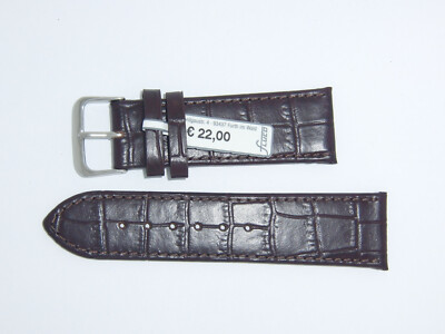 FLUCO Embossed Alligator Grain Watch Band Strap 22 mm Short Brown Classic Kroko