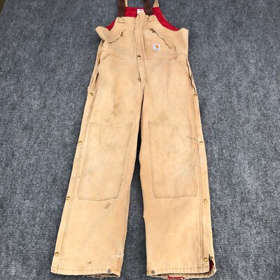 Carhartt Bibs 40x34 R38 BRN Brown Insulated Work Bib Double