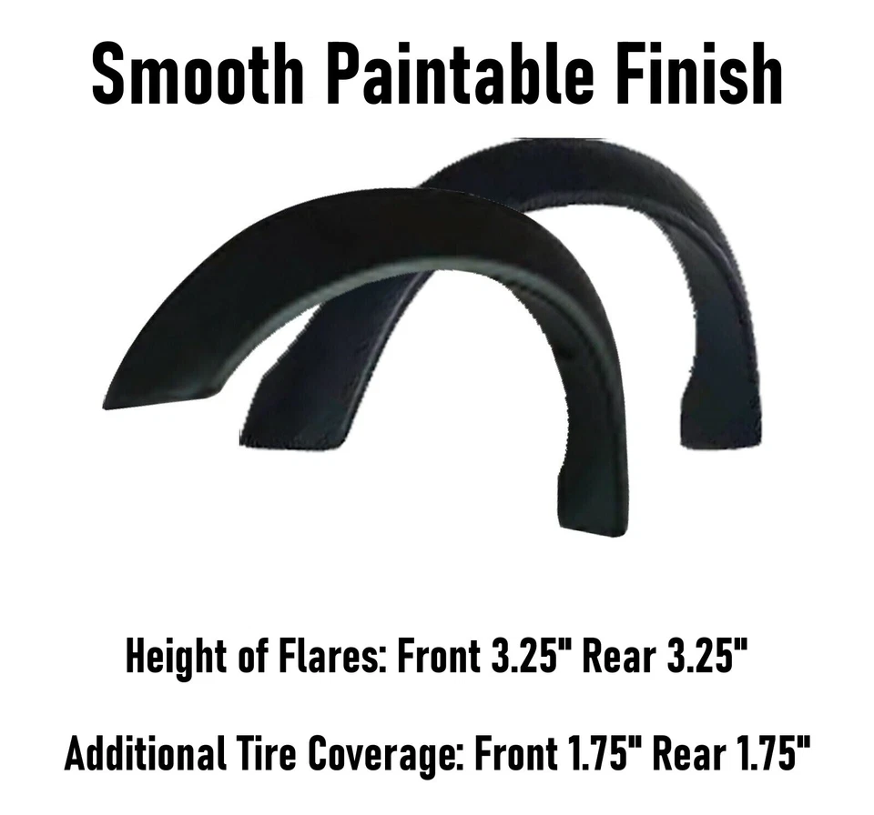 Juego completo de 4 llamaradas de guardabarros extendidas pintables negras 1987-1991 Ford F150 F250 F350 Foto 4 de 4