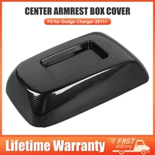 Carbon Fiber Interior central armrest box cover trim For Dodge Charger 2011-2023