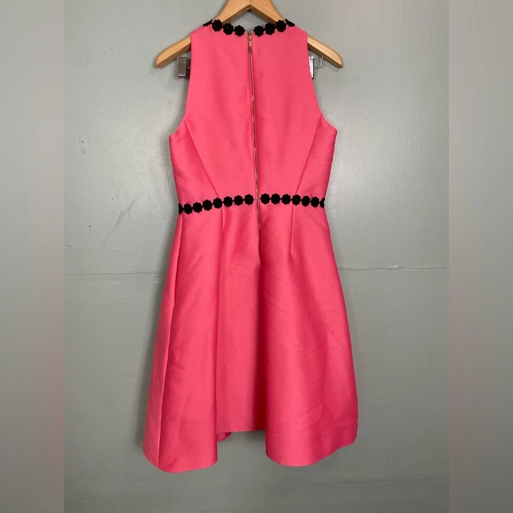 Abito Mikado Kate Spade con orlo floreale rosa taglia 8 aderente e svasato