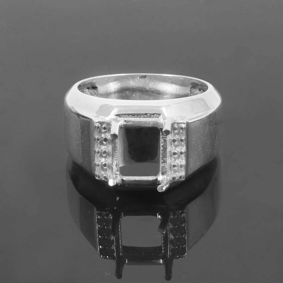 6x8 mm Emerald Cut Ring Setting Heavy Silver ring Men Semi Mount ring Blanks