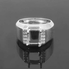 925 Silver Men Ring 6x8 mm Octagon Heavy Men Ring Setting Silver Ring Blanks