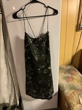 Vera Wang (Black Dress Label)  Black Sequin Rose Dress Size 10