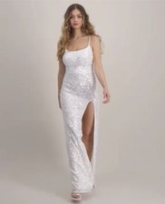 Blondie Nites Juniors' Sequinned Pattern Strappy Back Gown Dress Size 5 NWT
