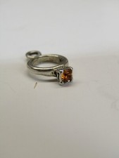 November Birthstone Ring W/ Citrine CZ Crystal 925 Sterling Silver Charm. CH3