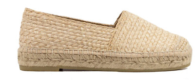 Mongee Mallorca Woven Raffia Espadrille Size 37 NWB Retailed $125