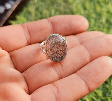 Black Rutile Ring 925 Sterling Silver Handmade jewelry Women Gift All Size Ring