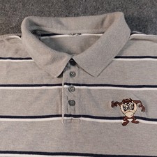 Vintage 90s Looney Tunes Taz Polo Shirt Mens Large Warner Bros Studio Striped