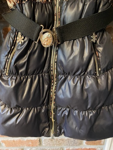 Lisa-Rella Girls' Quilted 80% Down Coat with Real Fur Trim Animal Print Sz 10 A - Picture 6 of 17