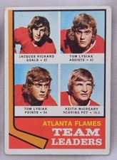 1974 Topps Tom Lysiak Keith McCreary Jacques Richard Atlanta Flames #14 ex