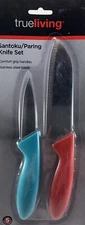 Santoku/Paring Knife Set Comfort Grip Handles w/Stainless Steel Blades
