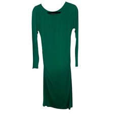 J. Peterman Midi Dress Women’s Small Green Ruched Side Long Sleeve Bodycon