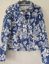 Fuchs Schmitt Women's Jacket Size S Beach Surf Blue White Cotton New No Tags