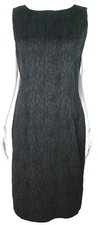 Tahari Sheath Dress 10 Womens Black Sleeveless Textured Exposed Zipper Lined