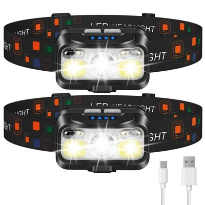 LHKNL Headlamp Rechargeable, Lumen Super Bright Motion Sensor Head Lamp Flash...