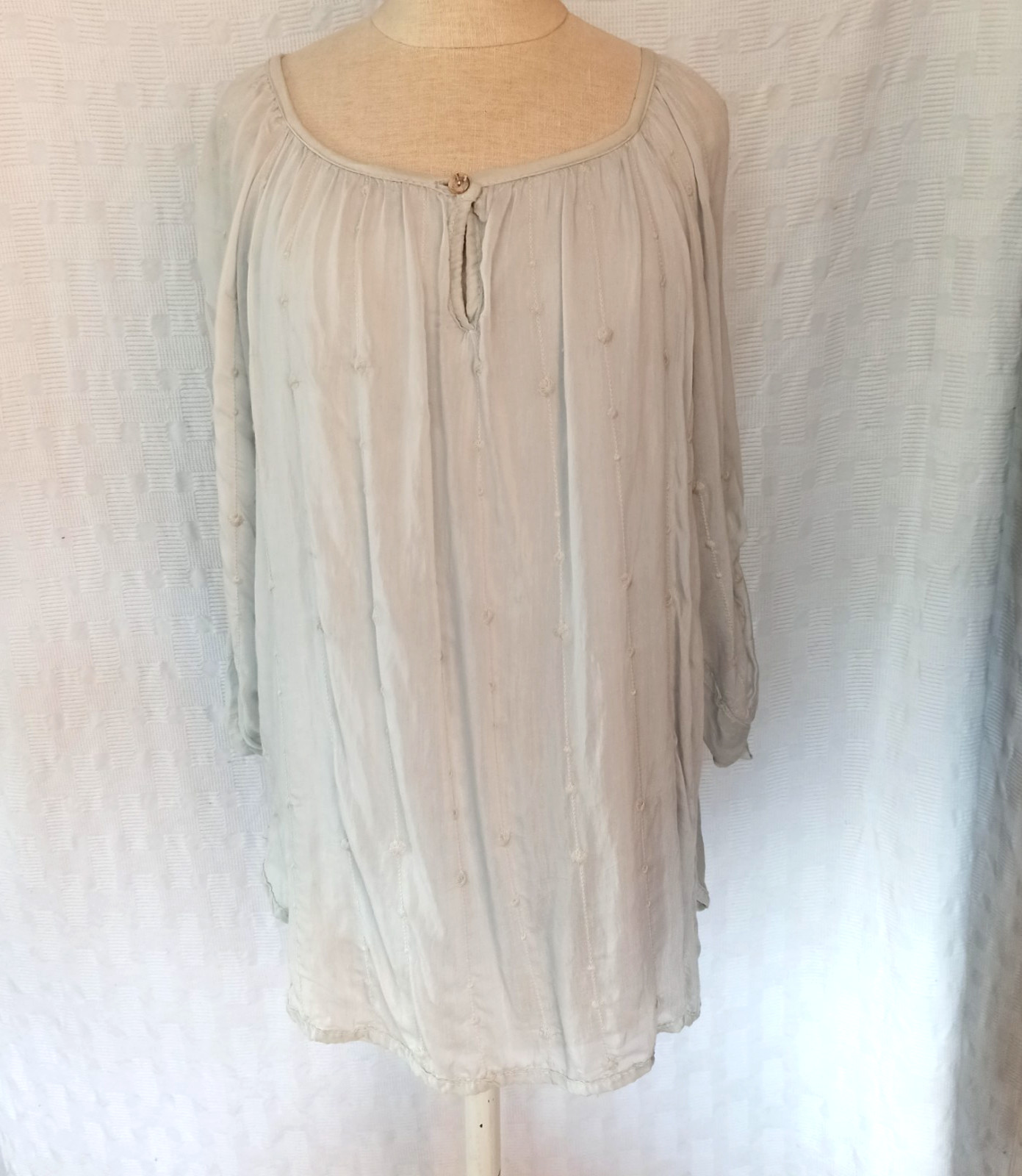 Damen Bluse Shirt B143N Gr. M,L,40,42,44,46 Mint Chiffon Bestickt Be Inn