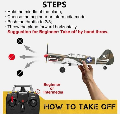 2.4G VOLANTEX P40 4CH Fighter RC Airplane 6Axis Gyro 400mm Wing Remote Plane Toy - Picture 6 of 10